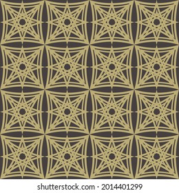 Abstract geometric seamless patterns with lines black and gold. Design for background, wallpaper, fabric, textile. Vector illustration.