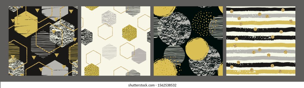 Abstract geometric seamless patterns. Modern design for paper, cover, fabric, interior décor and other use.