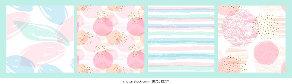 Abstract geometric seamless patterns. Modern abstract design for paper, cover, fabric, interior decor and other users. Ideal for baby design.