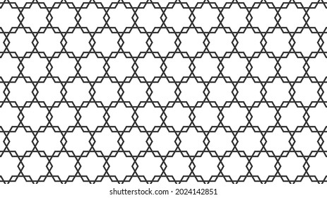 Abstract Geometric seamless patterns. Modern style texture. Repeating geometric tiles with striped hexagons.