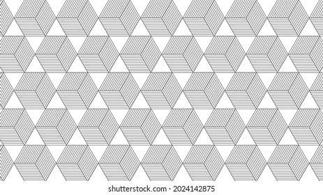 Abstract Geometric seamless patterns. Modern style texture. Repeating geometric tiles with striped hexagons.
