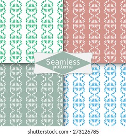 Abstract geometric seamless patterns set. Islamic arabian ornament. Tribal ethnic background, hand drawn fashion repeating texture. Vector illustration