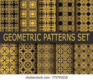 Abstract geometric seamless patterns set. Vector illustration