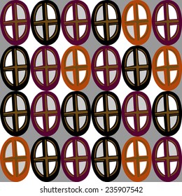 Abstract geometric seamless pattern.Vector illustration. Hand drawn ellipse windows.