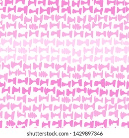 Abstract geometric seamless repeat pattern with hand-drawn anvil shapes in pink ombre stripes