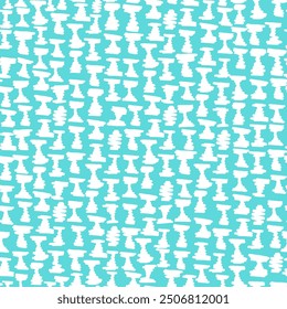 Abstract geometric seamless repeat pattern with hand-drawn white squiggle shapes on aqua blue turquoise