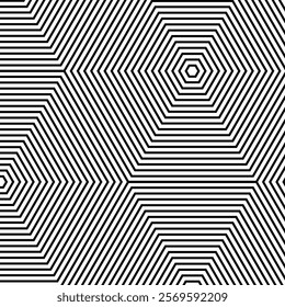 Abstract geometric seamless shapes background. Hexagon seamless geometric patterns background. Black and white texture. EPS vector illustration