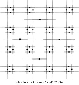 Abstract geometric seamless square intersecting lines black and white pattern 