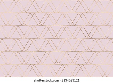Abstract geometric seamless stripe pattern with gold triangles.