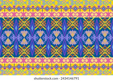 Abstract geometric seamless traditional pattern colorful tribal pattern of Aztec, American or Germanic tribes.