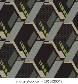 Abstract geometric seamless urban pattern. Graphic vector line, triangles. Geometric repeated backdrop. Racing backdrop for vinyl wrapping and pasting. Sports textile. Grunge, texture texture.