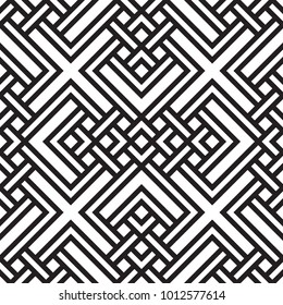 Abstract geometric seamless vector pattern. Black and white line stripes background.