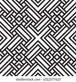 Abstract geometric seamless vector pattern. Black and white line stripes background.