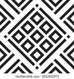 Abstract geometric seamless vector pattern. Black and white line stripes background.