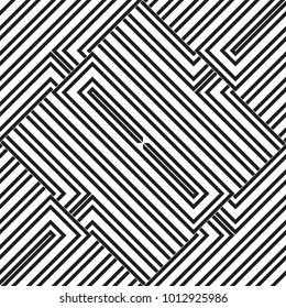 Abstract geometric seamless vector pattern. Black and white line stripes background.