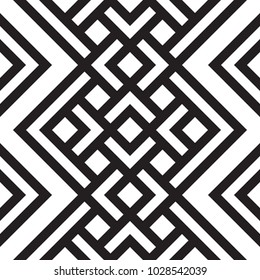 Abstract geometric seamless vector pattern. Black and white line stripes background.