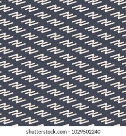 Abstract geometric seamless vector pattern with beige shapes and lines on grey background