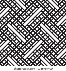 Abstract geometric seamless vector pattern. Black and white line stripes background.