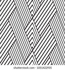 Abstract geometric seamless vector pattern. Black and white line stripes background.