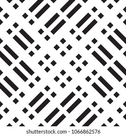 Abstract geometric seamless vector pattern. Black and white line stripes background.