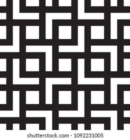 Abstract geometric seamless vector pattern. Black and white line stripes background.