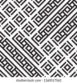 Abstract geometric seamless vector pattern. Black and white line stripes background.