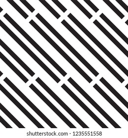 Abstract geometric seamless vector pattern. Black and white line stripes background.