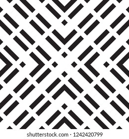 Abstract geometric seamless vector pattern. Black and white line stripes background.
