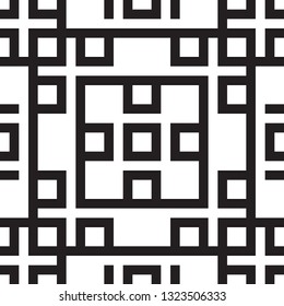 Abstract geometric seamless vector pattern. Black and white line stripes background.