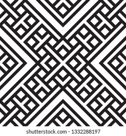 Abstract geometric seamless vector pattern. Black and white line stripes background.