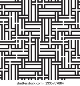 Abstract geometric seamless vector pattern. Black and white line stripes background.