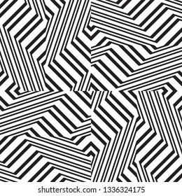Abstract geometric seamless vector pattern. Black and white line stripes background.