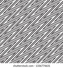Abstract geometric seamless vector pattern. Black and white line stripes background.