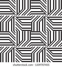 Abstract geometric seamless vector pattern. Black and white line stripes background.