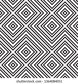 Abstract geometric seamless vector pattern. Black and white line stripes background.