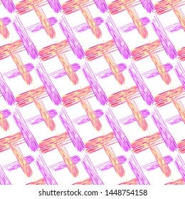 Abstract geometric seamless vector pattern. pink geometric brush stroke background. 