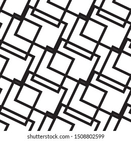 Abstract geometric seamless vector pattern. Black and white texture. Square elements.