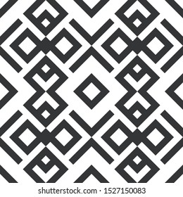 Abstract geometric seamless vector pattern. Black and white line stripes background.