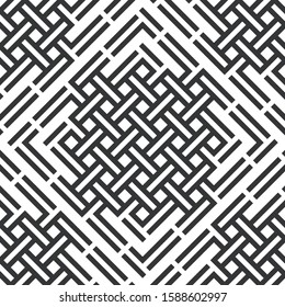 Abstract geometric seamless vector pattern. Black and white line stripes background.