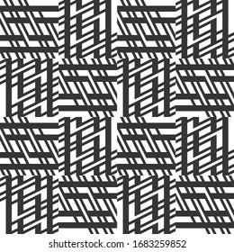 Abstract geometric seamless vector pattern. Black and white line stripes background.