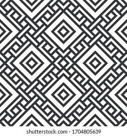 Abstract geometric seamless vector pattern. Black and white line stripes background.