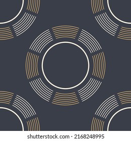 Abstract geometric seamless vector pattern with circles, lines in circle form. Design elements. Geometric abstract shapes. Vector color illustration.