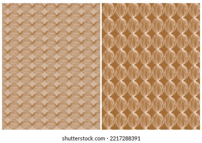 Abstract Geometric Seamless Vector Patterns. Simple Lens Design. Brush Spots on a Beige and Brown Background. Irregular Infantile Style Print with Messy Scribbles ideal for Fabric. 