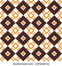 Abstract geometric seamless vector rhombuses pattern. Repeating rhombuses tiles. Geometric color ornament. Brown, orange, beige colors. Color vector background.