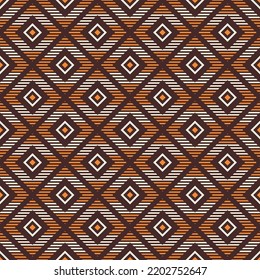 Resumen del patrón de rombos vectoriales geométricos sin costura. Baldosas de rombos repetitivos. Rombos a rayas. Ornamento de color geométrico. Marrón, naranja, beige. Fondo del vector de color.
