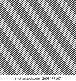 Abstract geometric seamless vector striped pattern. Pattern with black diagonal stripes isolated on white background. Vector black and white illustration in flat style. Vector pattern.