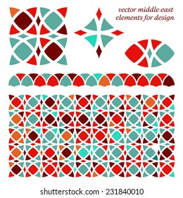 Abstract geometric set of design elements and ornament Middle East style. 