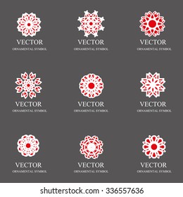 Abstract geometric set of logos, circular design.
