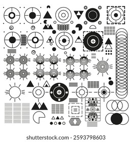 Abstract geometric set. Science and technology elements. Futuristic pattern vector. Black and white shapes. EPS 10.