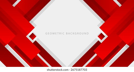 Abstract geometric shape background, modern red and white background for banner, poster, cover, brochure, flyer, website